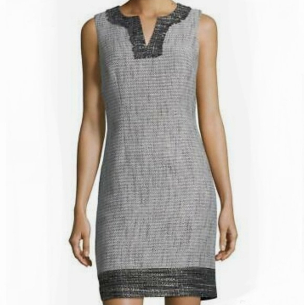 Karl Lagerfeld Paris Black & White Sleeveless Tweed Dress Size 4